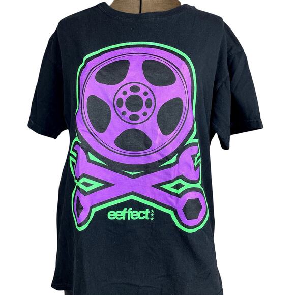 Vintage Y2K EEFFECT Graphic T-Shirt Mens (L) Wrench Tire Rim Racing Gear Skate‎ - Picture 1 of 7
